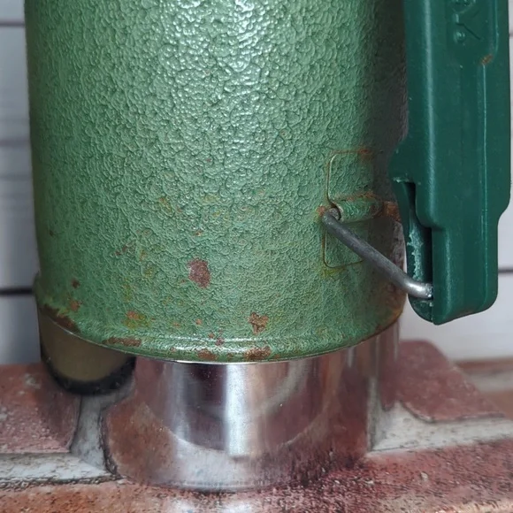 Original Vintage 80's Aladdin STANLEY Olive Green Crackle Vacuum Thermos 32 oz.‎ - Picture 9 of 15
